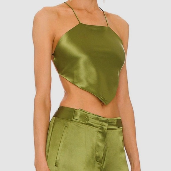 NWT Ronny Kobo nuage top in pear - halter tie green - size large - Picture 2 of 6
